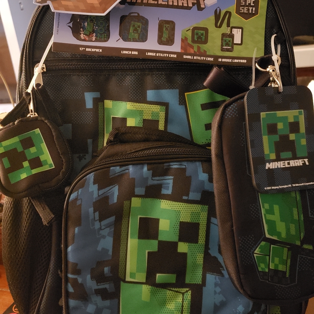 Minecraft Creeper Boom Backpack 5pc